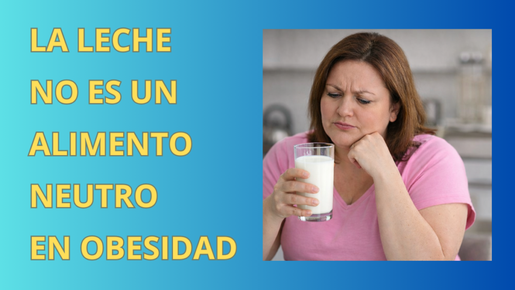 Mujer con obesidad observando un vaso de leche con expresión de duda en una cocina, representando el impacto metabólico de la leche en la obesidad.